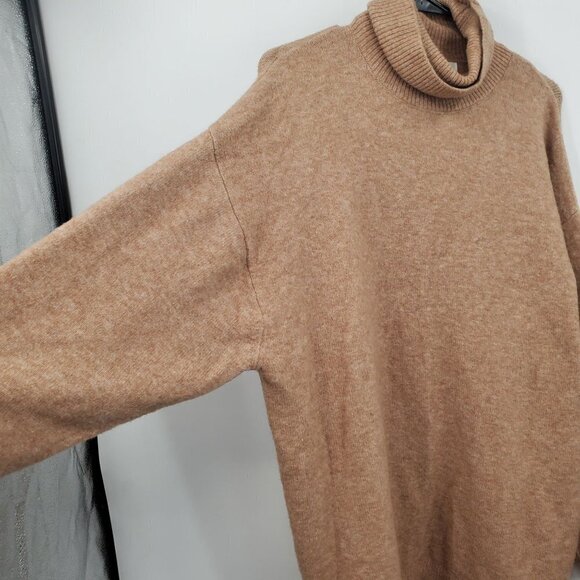 H&M Knitted Cowl Neck Long Jumper Sweater Dress Oversize Soft Small Womens Tan - Picture 3 of 10